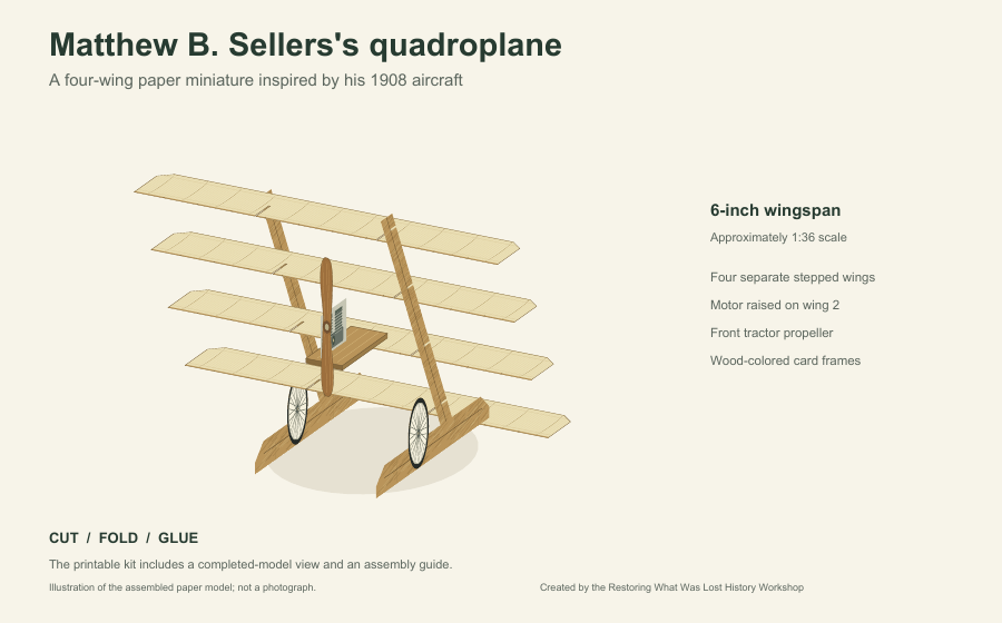 Illustration of the four-wing Sellers quadroplane paper model